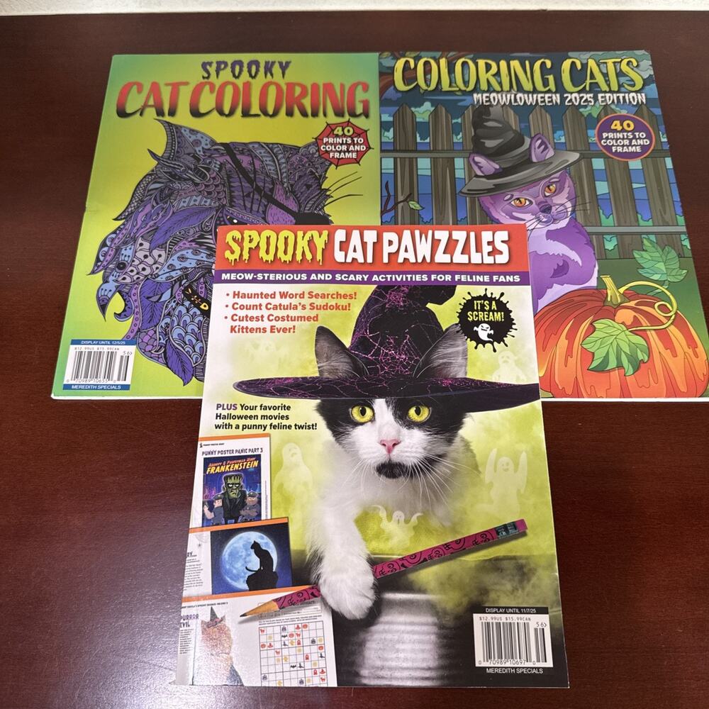Coloring and Activity Book Halloween Cat Themed Lot of 3 NEW